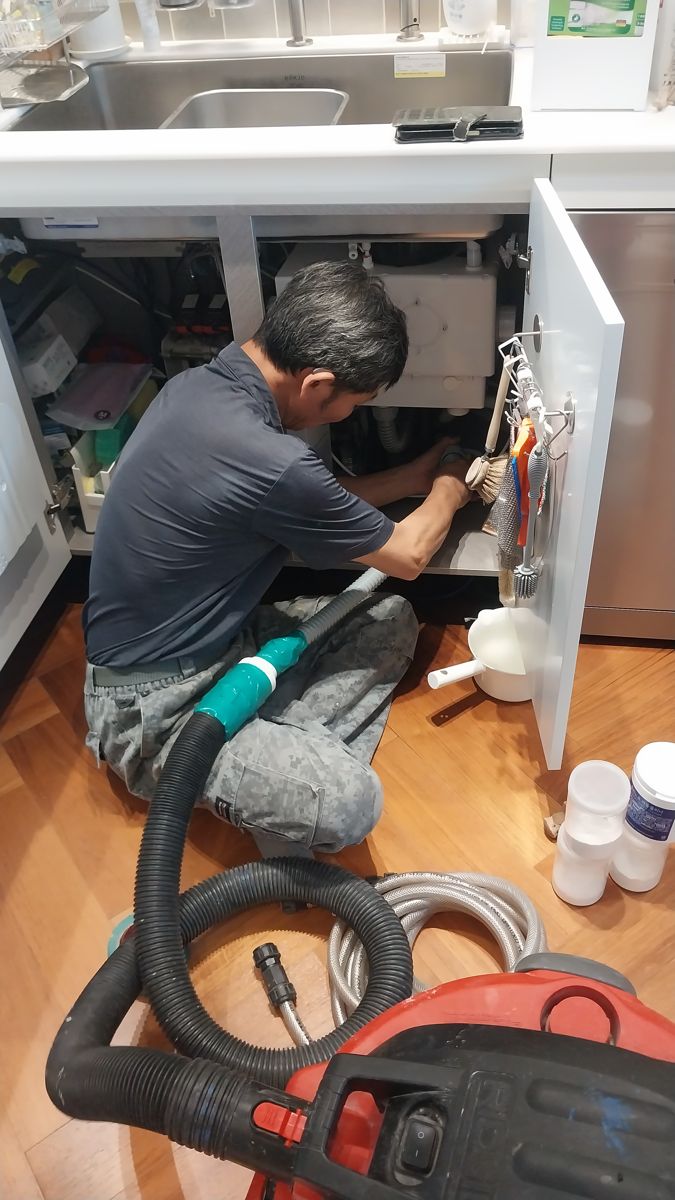 싱크대 배관 막힘 작업